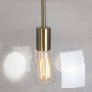 Moderní závěsná lampa mosazná s kouřovým sklem 50 cm - kulička