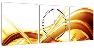 Obraz - Žlutá abstrakce (s hodinami) (90x30 cm)