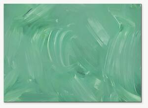 Abstraktní tahy v mátově zelené – Jednodílný obraz, 70 × 50 cm