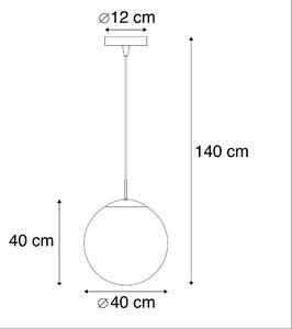 Moderní závěsná lampa mosazná s kouřovým sklem 40 cm - Koule