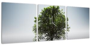 Obraz - Osamocený strom (s hodinami) (90x30 cm)