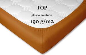 Kvalitní jersey prostěradlo karamelové barvy. Jersey prostěradla jsou napínací, opatřena gumou v tunýlku. K výrobě těchto prostěradel je používána kvalitní jersey tkanina s vysokou gramáží 190 g/m2. Rozměr prostěradla je 100x200x20 cm