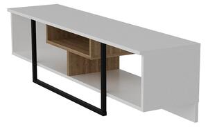 Bílý TV stolek v dekoru dubu 149x40 cm Asal – Kalune Design