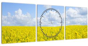 Obraz žlutého pole (s hodinami) (90x30 cm)