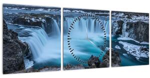 Obraz - Výhled na vodopády (s hodinami) (90x30 cm)