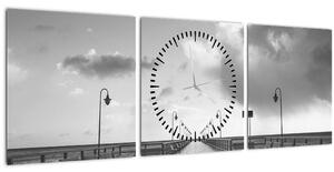 Obraz - Promenáda u pobřeží (s hodinami) (90x30 cm)
