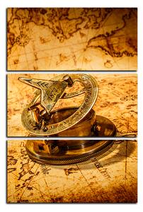 Obraz na plátně - Kompas na mapě antického světa - obdélník 7999B (90x60 cm )