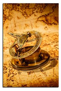 Obraz na plátně - Kompas na mapě antického světa - obdélník 7999A (120x80 cm)