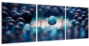 Obraz - Modré kuličky (s hodinami) (90x30 cm)