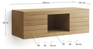Nízká závěsná skříňka pod umyvadlo z teakového dřeva v přírodní barvě 120x40 cm Yenit – Kave Home