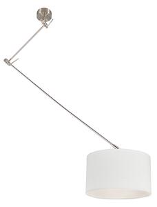 Závěsná lampa ocelová se stínidlem 35 cm bílá nastavitelná - Blitz I