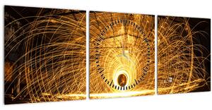 Obraz svíticího disku (s hodinami) (90x30 cm)