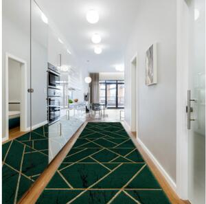 Běhoun EMERALD exkluzivní 1012 glamour, marmur, geometrický zelený/zlatý