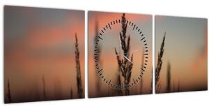 Obraz - Silueta rostliny (s hodinami) (90x30 cm)