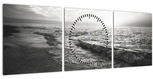 Obraz - Na břehu moře (s hodinami) (90x30 cm)