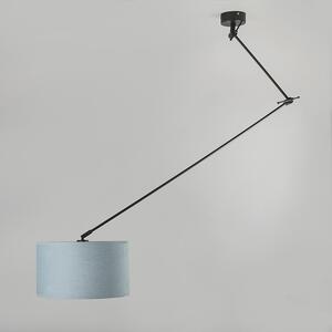 Závěsná lampa černá se stínidlem 35 cm světle modrá nastavitelná - Blitz I