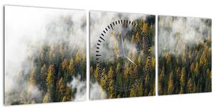Obraz lesa v mracích (s hodinami) (90x30 cm)