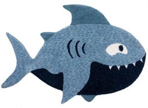 Flair Rugs koberce Kusový koberec Zest Kids Shark Blue Modrá - 90x150 cm