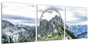 Obraz - Vrcholy hor (s hodinami) (90x30 cm)