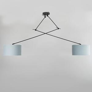 Závěsná lampa černá se stínidlem 35 cm světle modrá nastavitelná - Blitz II