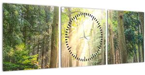 Obraz pěšiny v lese (s hodinami) (90x30 cm)