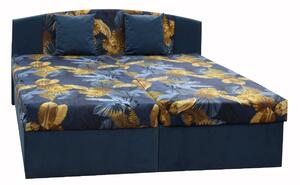 IZABELA NEW čalouněná postel 180 cm, modrá/modro-žluté květy