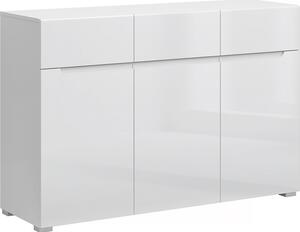 Kondela Tídveová komoda se uplíky Jolk 3D3S - bílá / bílý lesk