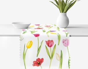 Goldea běhoun na stůl teflonový - barevné tulipány 35x120 cm