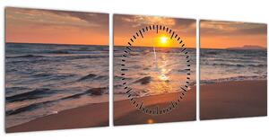 Obraz srdce v písku (s hodinami) (90x30 cm)