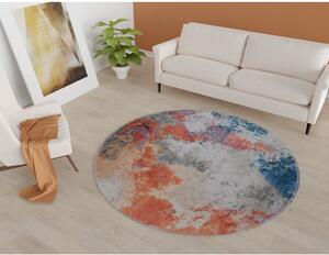 Modro-oranžový pratelný kulatý koberec ø 80 cm – Vitaus