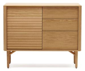 Nízká komoda v dekoru dubu v přírodní barvě 105x86 cm Lenon – Kave Home