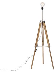 Venkovská stojací lampa stativ dřevo s ocelí - Cortin