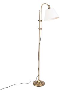 Klasická stojací lampa bronzová s bílým odstínem - Ashley
