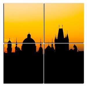 Obraz na plátně - Siluety věží a sochy v Praze - čtverec 3112E (60x60 cm)