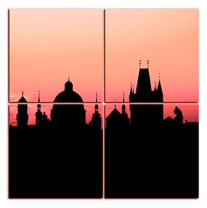 Obraz na plátně - Siluety věží a sochy v Praze - čtverec 3112FE (60x60 cm)