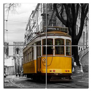 Obraz na plátně - Historická tramvaj v centru Lisabonu - čtverec 3116E (60x60 cm)