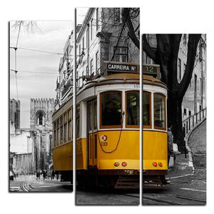 Obraz na plátně - Historická tramvaj v centru Lisabonu - čtverec 3116C (75x75 cm)