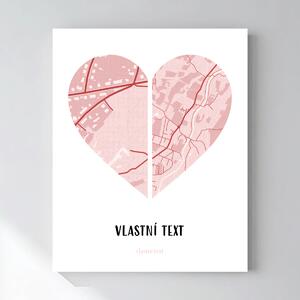 Personalizovaný magický fotoobraz v rámu - 40x50 - dvě mapy jako srdce