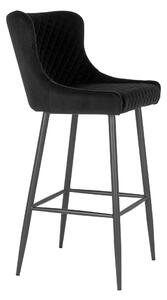 House Nordic Barová židle Dallas (Barová židle z černého sametu s černými nohami)