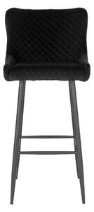 House Nordic Barová židle Dallas (Barová židle z černého sametu s černými nohami)