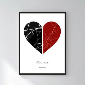 Personalizovaný magický fotoobraz v rámu - 30x40 - dvě mapy jako srdce