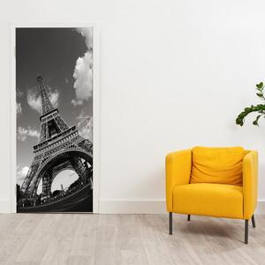 Fototapeta na dveře - Černobílá Eiffelova věž (95x205cm)