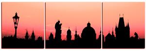 Obraz na plátně - Siluety věží a sochy v Praze - panoráma 5112FC (150x50 cm)