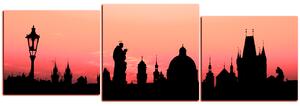 Obraz na plátně - Siluety věží a sochy v Praze - panoráma 5112FE (150x50 cm)