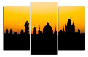 Obraz na plátně - Siluety věží a sochy v Praze 1112C (120x80 cm)
