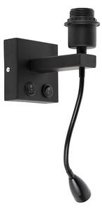 Moderní nástěnná lampa černá s flex ramenem - Brescia Combi