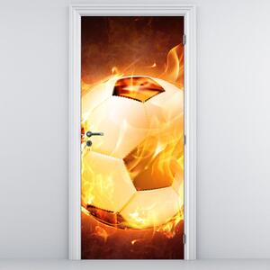 Fototapeta na dveře - Hořící fotbalový míč (95x205cm)