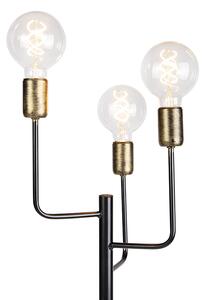 Moderní stojací lampa černá se zlatým svítidlem 3-light - Facile