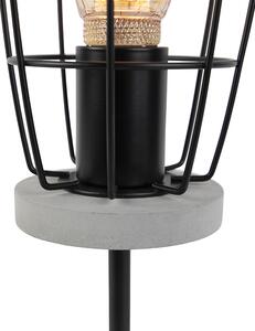 Průmyslová stolní lampa betonový vzhled s černou - Rohan