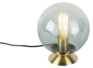 Art deco stolní lampa mosaz se zeleným sklem - Pallon